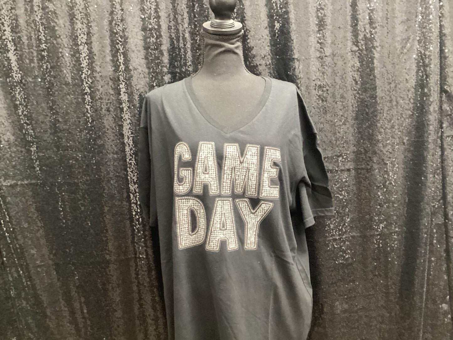 game day - black vneck tshirt - X-LARGE