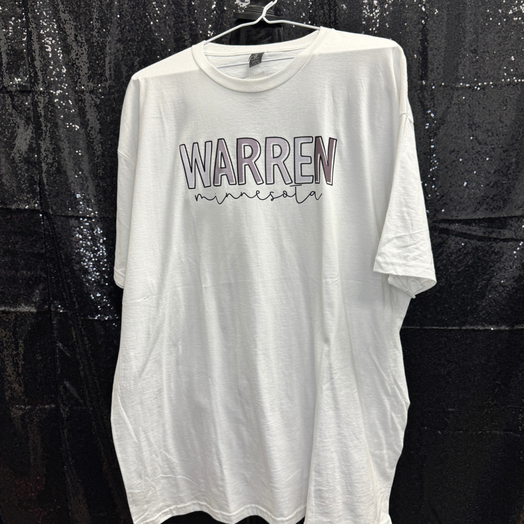 Warren, Minnesota (grey) —  WHITE TSHIRT 2XL