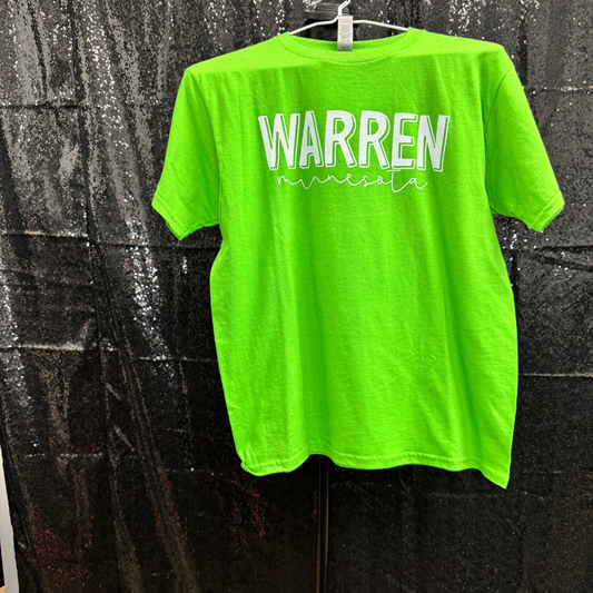 Warren, Minnesota (WHITE) —  LIME TSHIRT YOUTH LARGE