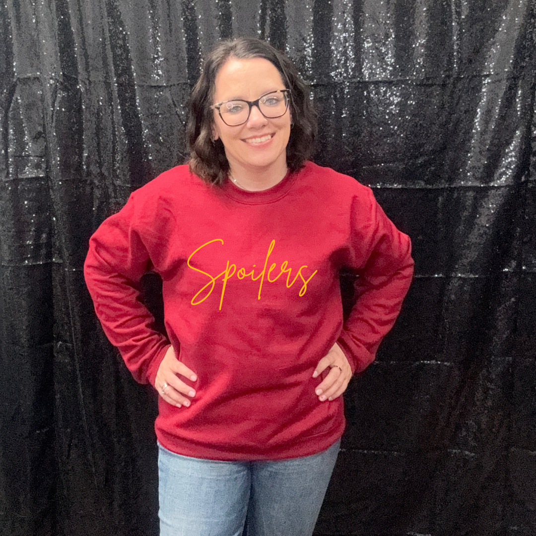 UNISEX - SPOILERS (maroon crew, golden yellow letters)