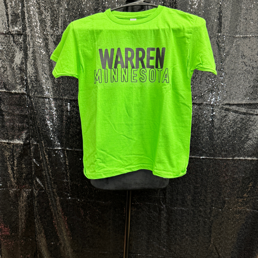 Warren Minnesota  —  BRIGHT GREEN TSHIRT YOUTH SMALL