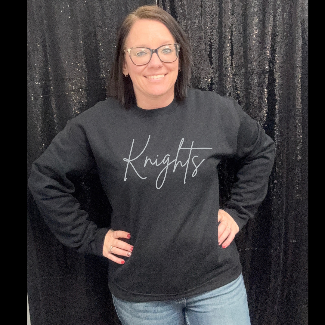 UNISEX - KNIGHTS  (black crew, grey letters)