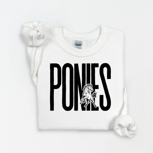 PONIES (mascot inside)