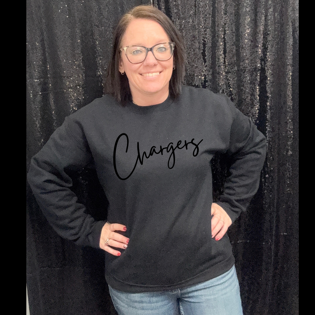 UNISEX - CHARGERS (black crew, black letters)