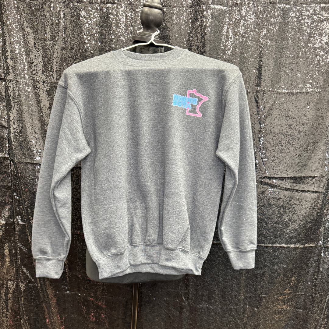 MN NEON —  DARK GREY CREW YOUTH MEDIUM