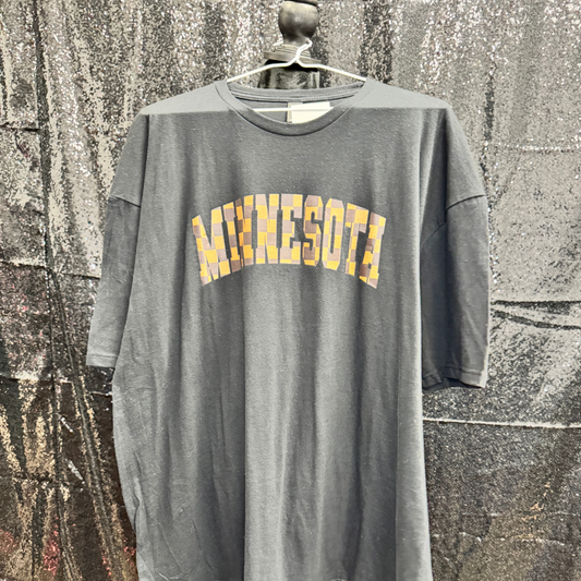 MINNESOTA (BROWN CHECK) —  BLACK TSHIRT 2XLARGE