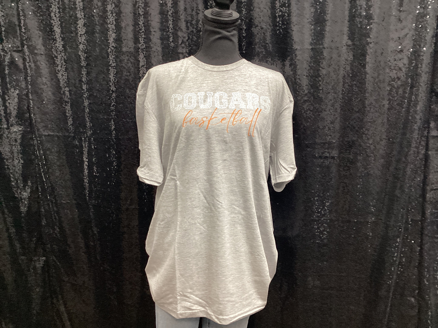 cougar basketball - grey tshirt - LARGE