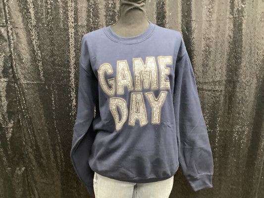 game day - navy crew sweatshirt - SMALL