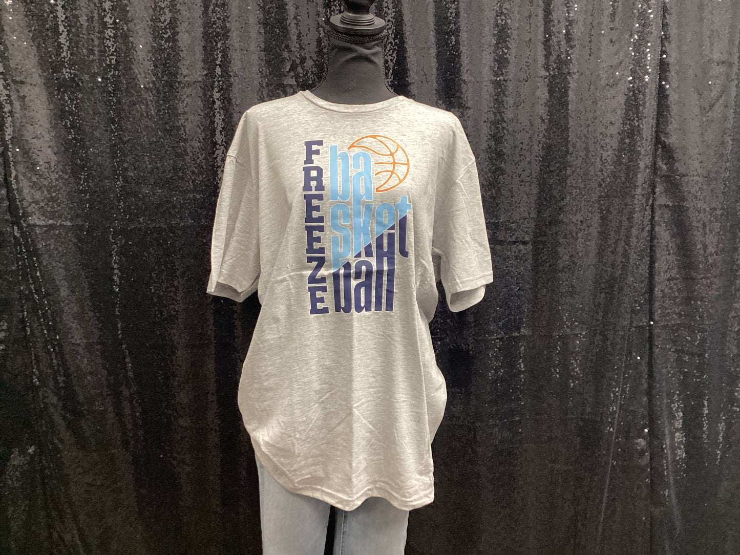 freeze basketball - grey tshirt - LARGE