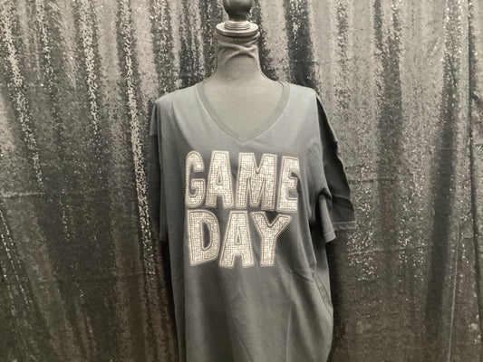 game day -  black vneck tshirt - X-LARGE