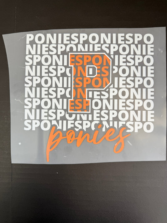 p ponies inset orange and white