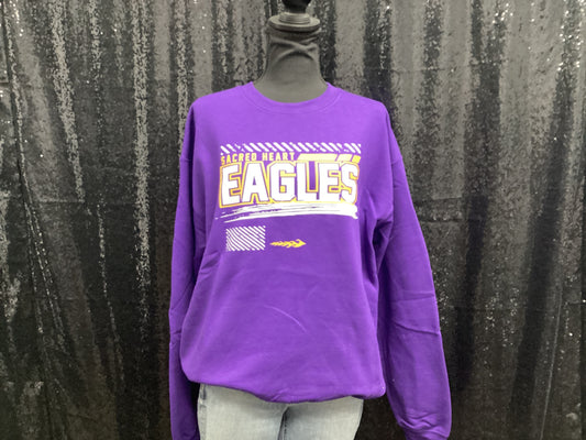 sacred heart - purple crew sweatshirt - MEDIUM